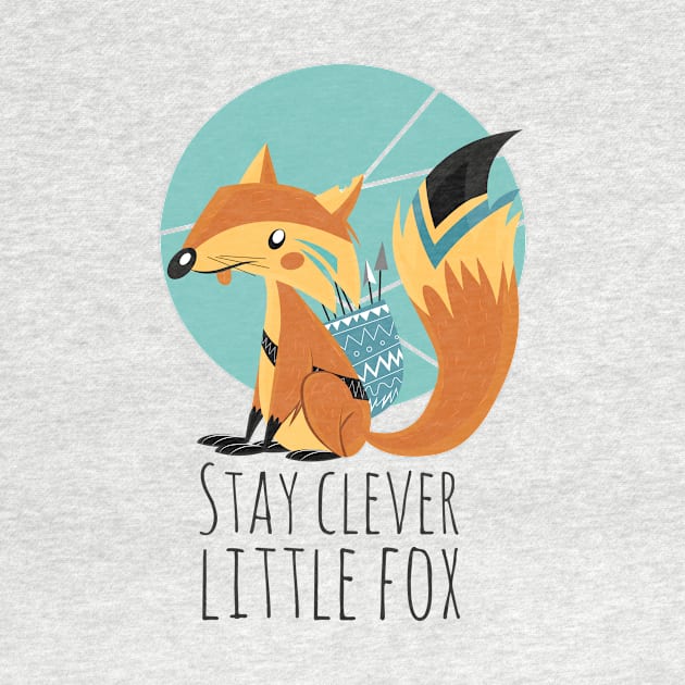 FOX CARTOON ILLUSTRATION stay clever little animal by Midoart